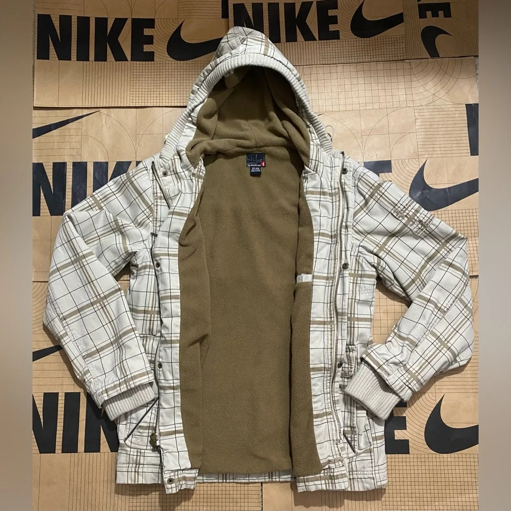 Quicksilver Insulated Winter Jacket Ski Snowboard plaid beige